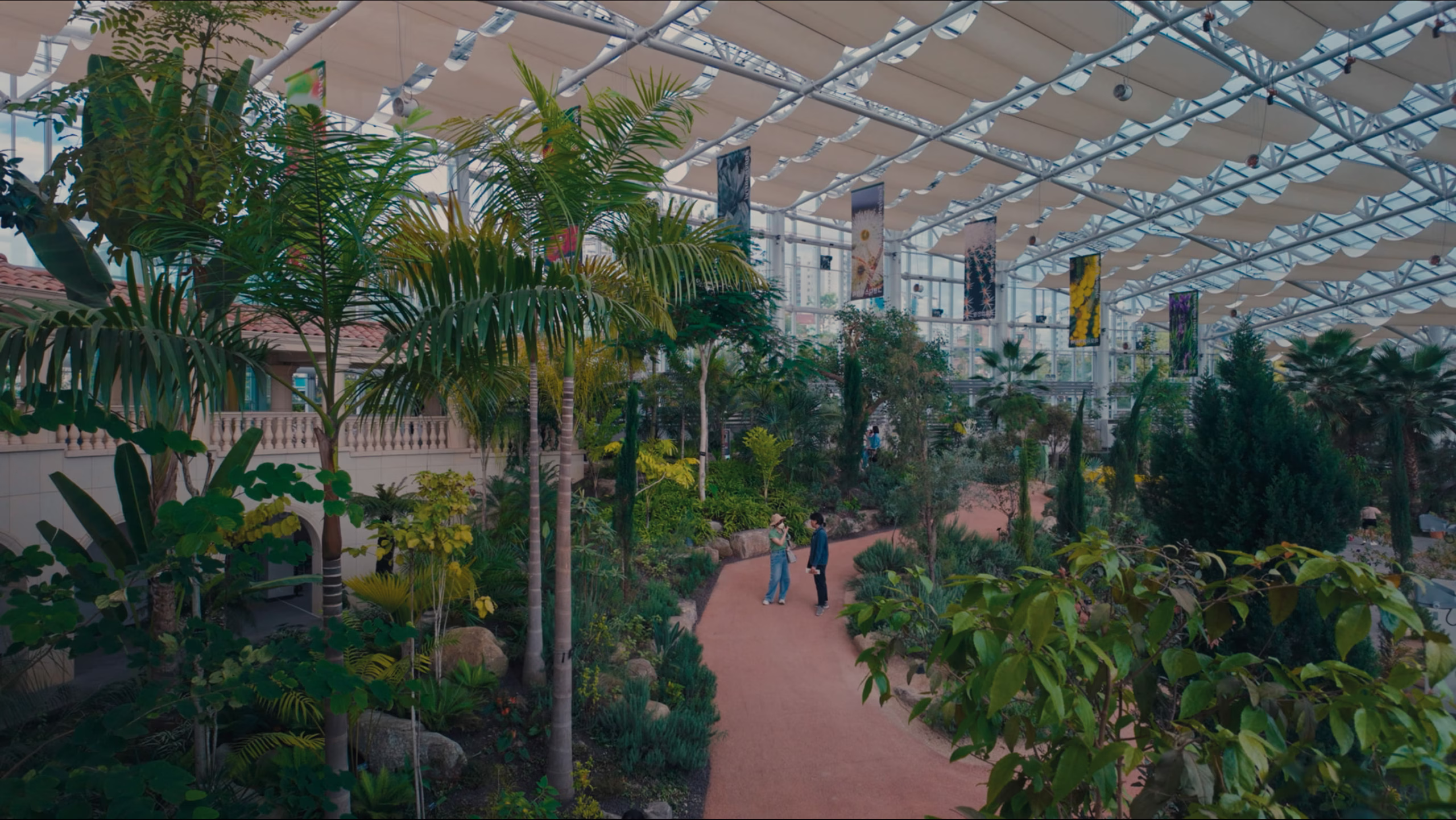 Ilwol Arboretum - Gardens with a red walkway going through the middle